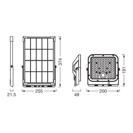 Osram - LED solarni reflektor s mogućnošću prigušivanja i senzorom ENDURA LED/30W/6,4V 4000K IP65 crne boje + daljinski upravljač