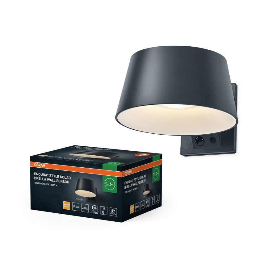 Osram - LED solarna zidna svjetiljka sa senzorom ENDURA STYLE LED/10,1W/4,2V 2000 mAh IP54 antracit