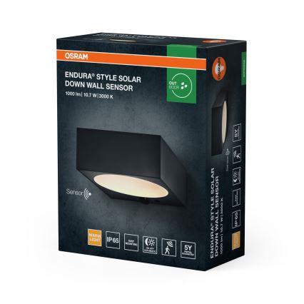 Osram - LED solarno zidno svjetlo s mogućnošću prigušivanja i senzorom ENDURA STYLE LED/10,7W/4,2V 2000 mAh IP65 antracit