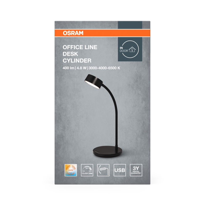 Osram - LED stolna lampa s prigušivanjem OFFICE LINE LED/4,8W/230V 3000/4000/6500K crna