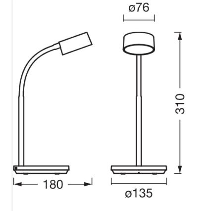 Osram - LED stolna lampa s prigušivanjem OFFICE LINE LED/4,8W/230V 3000/4000/6500K crna