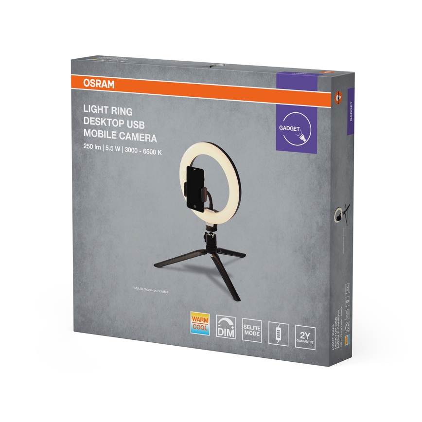 Osram - LED stolna lampa s mogućnošću prigušivanja, sa stativom i držačem za vloganje LED/5,5W/USB 3000-6500K 210 mAh