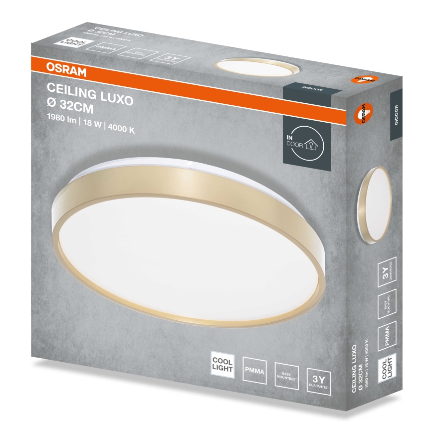 Osram - LED stropna svjetiljka CEILING LUXO LED/18W/230V, promjer 32 cm, zlatna