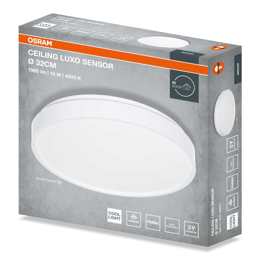 Osram - LED stropno svjetlo sa senzorom sumraka CEILING LUXO LED/18W/230V, promjer 32 cm, bijelo
