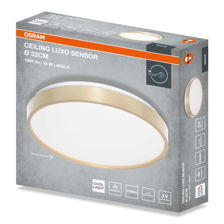 Osram - LED stropna svjetiljka sa senzorom sumraka CEILING LUXO LED/18W/230V Ø 32 cm zlatna