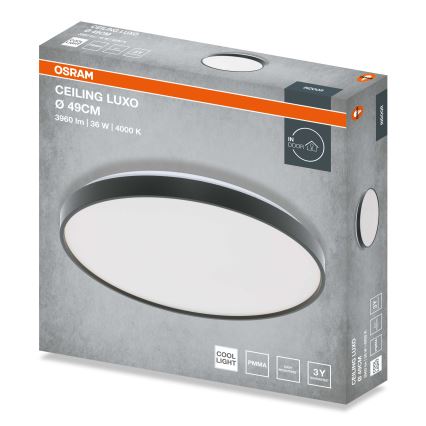 Osram - LED stropna svjetiljka CEILING LUXO LED/36W/230V, promjer 49 cm, crna