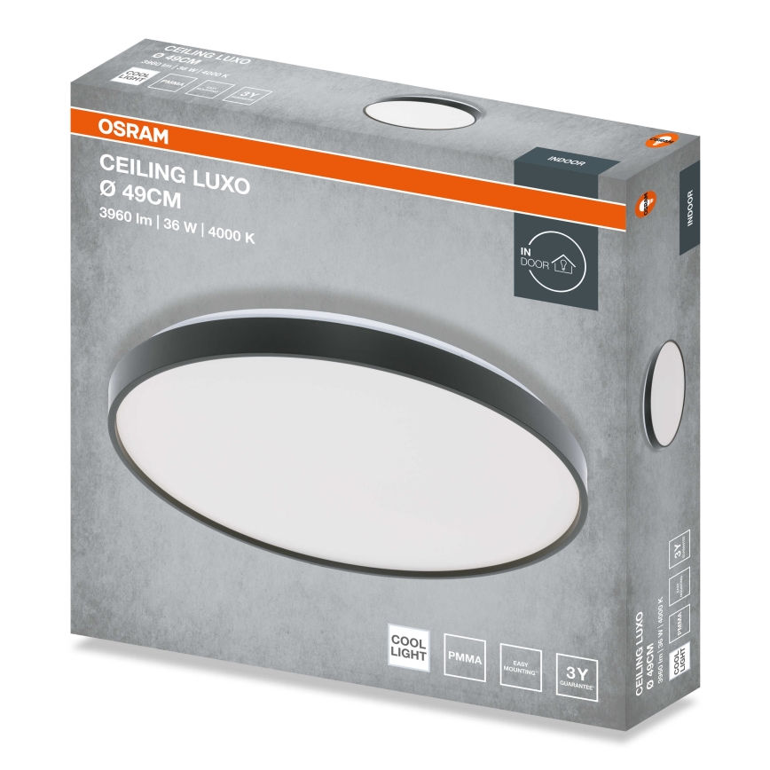 Osram - LED stropna svjetiljka CEILING LUXO LED/36W/230V, promjer 49 cm, crna