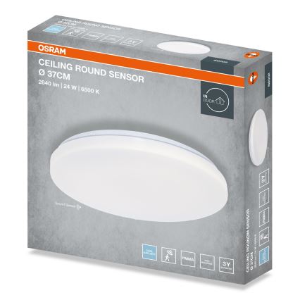 Osram - LED stropno svjetlo za kupaonicu s senzorom sumraka CEILING ROUND LED/24W/230V 6500K, Ø 37 cm, bijela