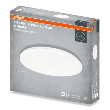 Osram - LED stropna svjetiljka sa senzorom sumraka CEILING ROUND LED/36W/230V 4000K Ø 48 cm bijela