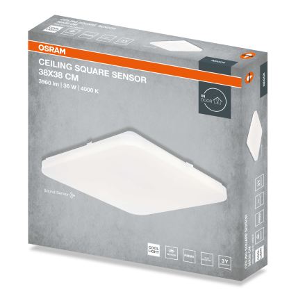 Osram - LED stropna svjetiljka sa senzorom sumraka CEILING SQUARE LED/36W/230V 4000K 38x38 cm bijela