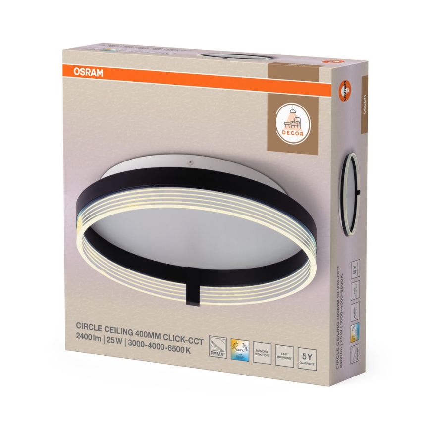 Osram - LED stropna svjetiljka DECOR CIRCLE LED/25W/230V 3000/4000/6500K Ø 40 cm crna/bijela