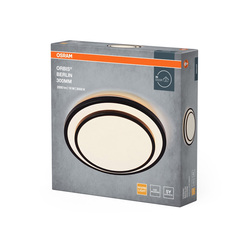 Osram - LED stropna svjetiljka ORBIS BERLIN LED/16W/230V Ø 29,3 cm crna