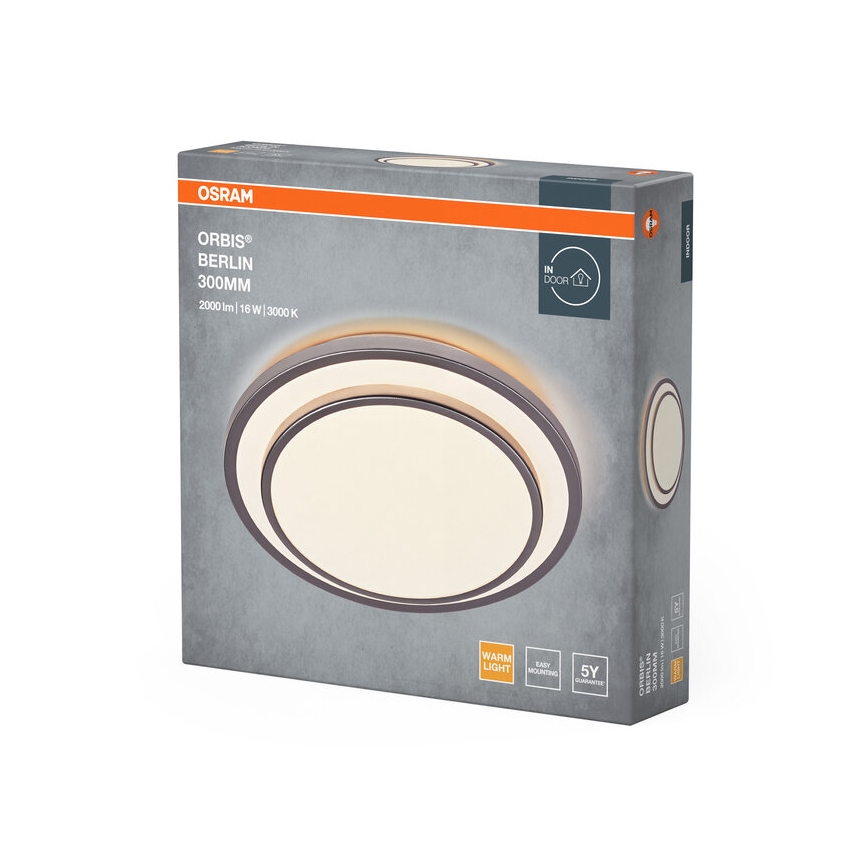 Osram - LED stropna svjetiljka ORBIS BERLIN LED/16W/230V Ø 29,3 cm srebrna