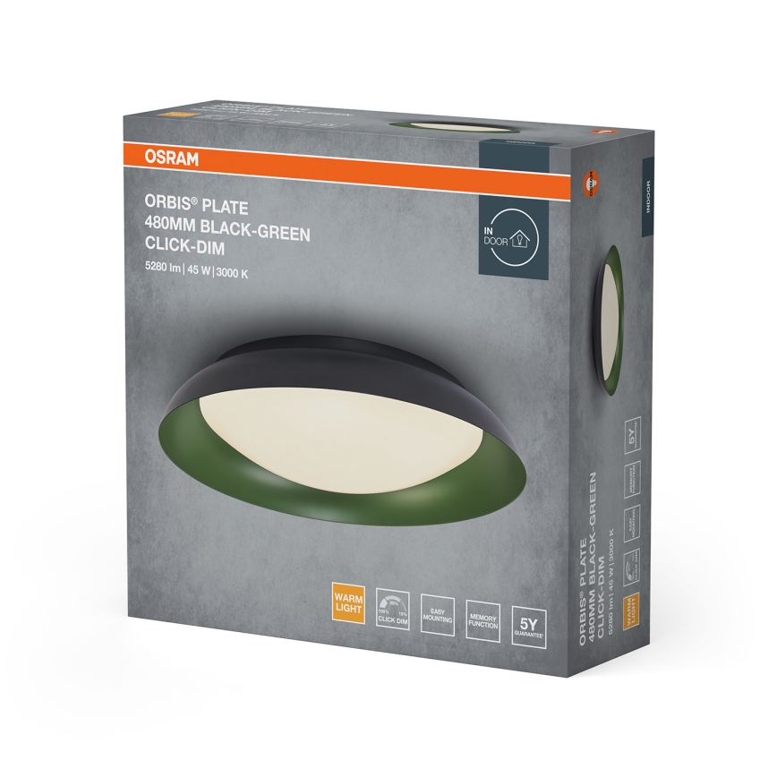 Osram - LED prigušivo stropno svjetlo ORBIS PLATE LED/45W/230V Ø 48 cm zelena/crna