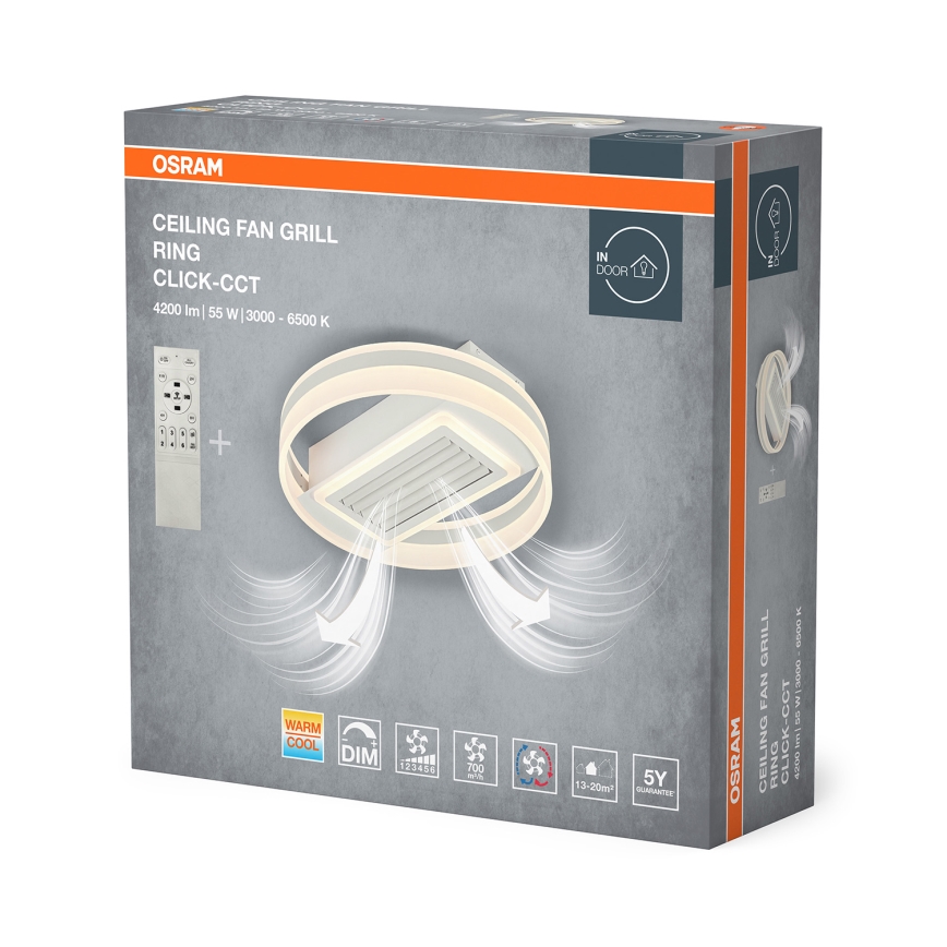 Osram - LED prigušivo stropno svjetlo s ventilatorom LED/55W/230V 3000-6500K bijela + daljinski upravljač