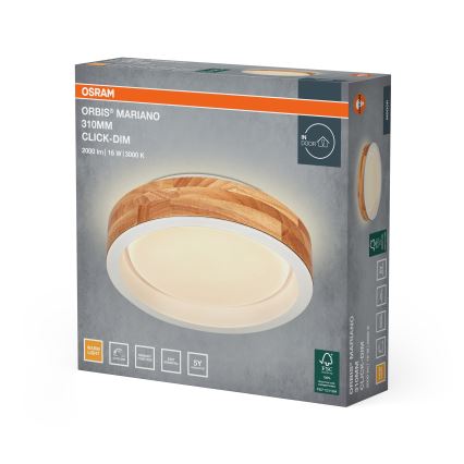 Osram - LED prigušiva stropna svjetiljka MARIANO LED/16W/230V Ø 31 cm hrast/bijela
