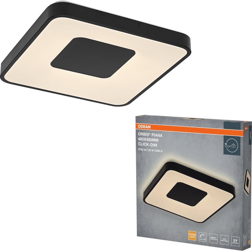 Osram - LED Prigušiva stropna svjetiljka ORBIS PIANA LED/36W/230V 48,5x48,5 cm crna