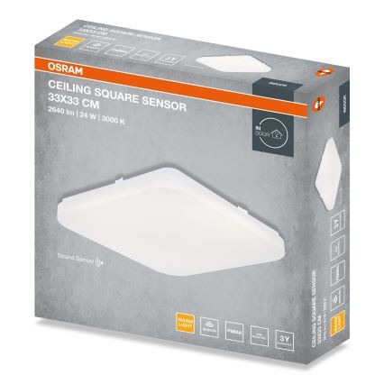 Osram - LED stropna svjetiljka sa senzorom sumraka SQUARE LED/24W/230V 33x33 cm