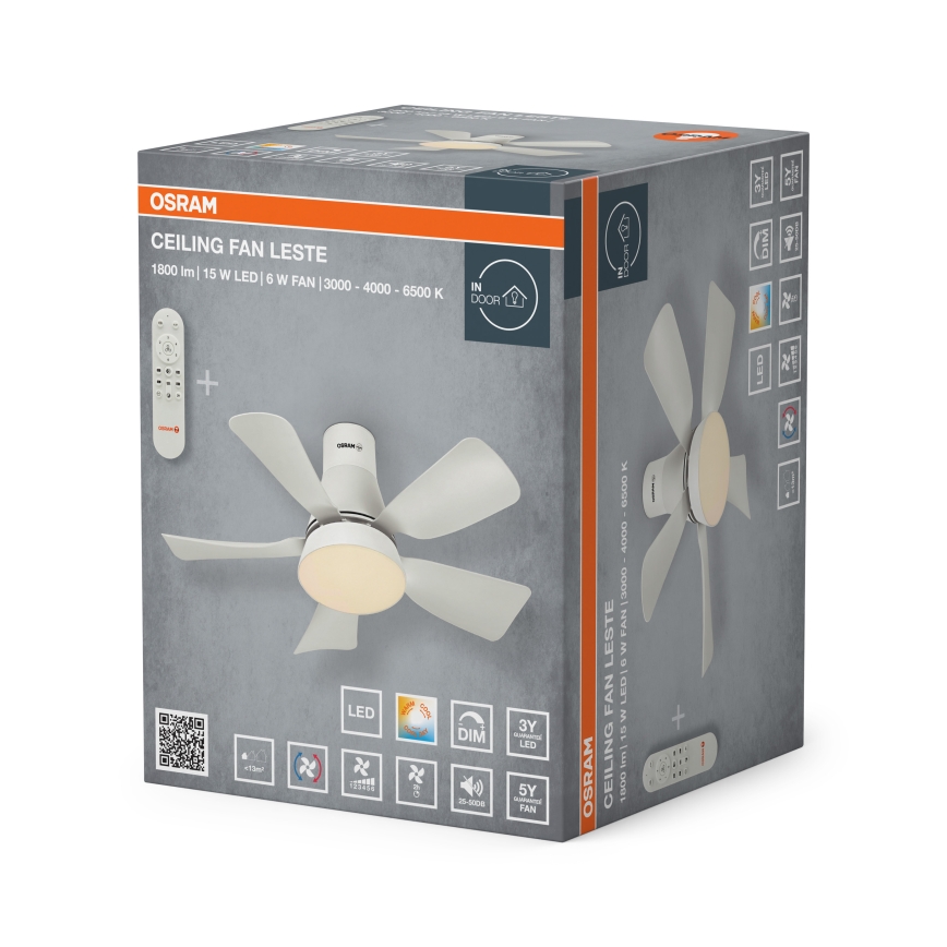 Osram - LED stropni ventilator LESTE s mogućnošću prigušivanja LED/15W/230V 3000/4000/6500K + daljinsko upravljanje