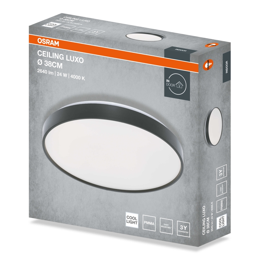Osram - LED stropno svjetlo CEILING LUXO LED/24W/230V Ø 38 cm crno