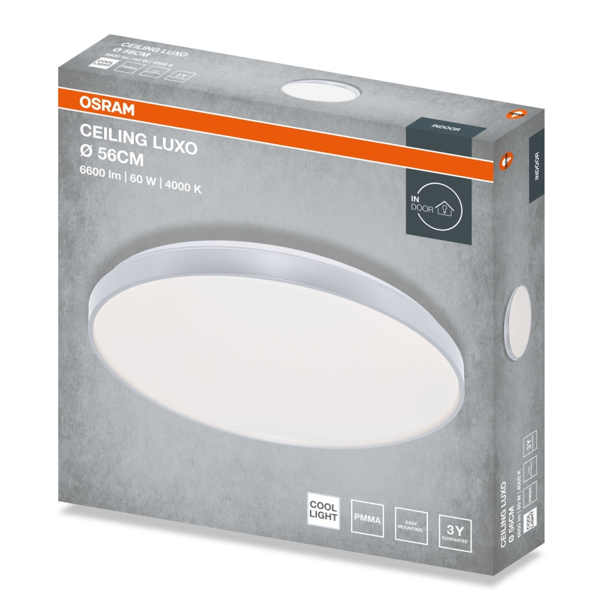Osram - LED stropno svjetlo CEILING LUXO LED/60W/230V Ø 56 cm srebrno