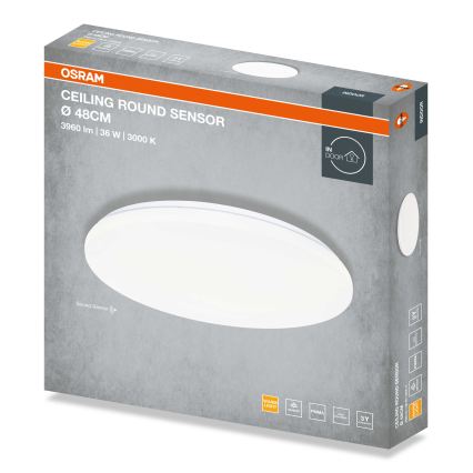 Osram - LED stropno svjetlo sa senzorom sumraka CEILING ROUND LED/36W/230V 3000K pr. 48 cm bijela