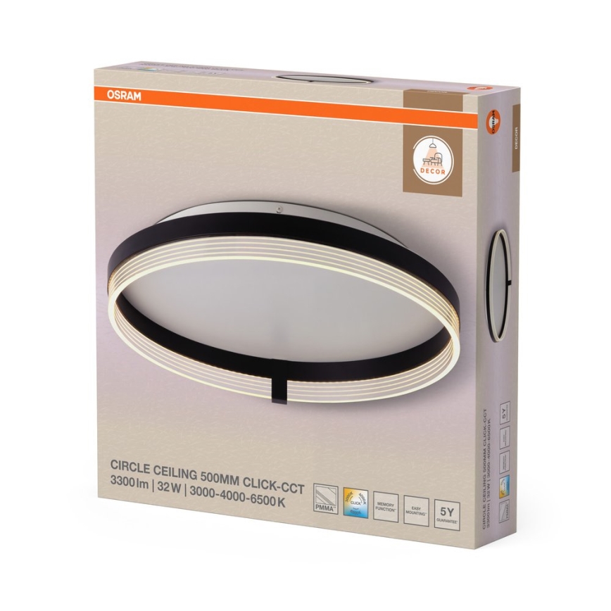 Osram - LED stropna svjetiljka DECOR CIRCLE LED/32W/230V 3000/4000/6500K Ø 50 cm crna/bijela