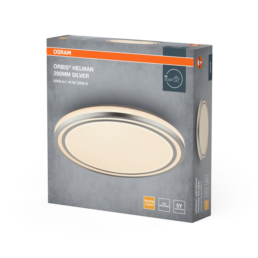 Osram - LED stropno svjetlo ORBIS HELMAN LED/16W/230V pr. 29,5 cm srebrna