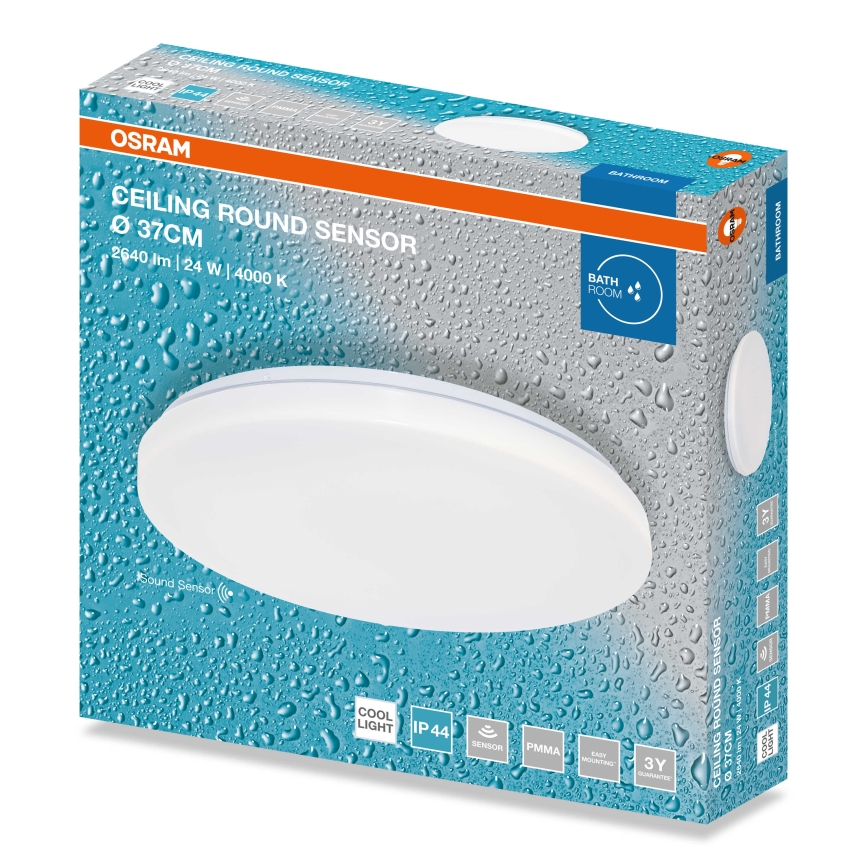 Osram - LED kupaonsko stropno svjetlo sa senzorom sumraka CEILING ROUND LED/24W/230V 4000K promjer 37 cm IP44 bijela