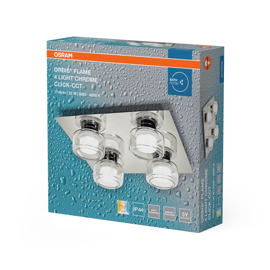 Osram - LED kupaonsko stropno svjetlo ORBIS FLAME 4xLED/5,5W/230V 3000/4000K IP44 sjajni krom