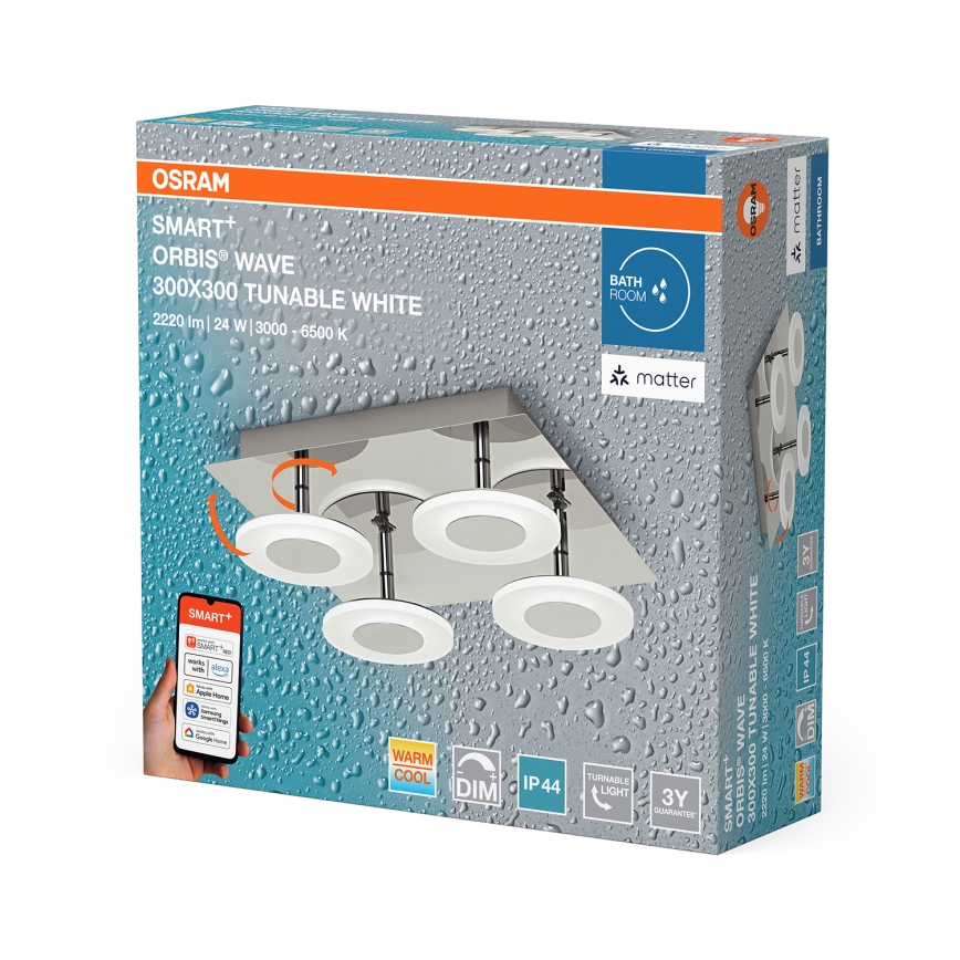 Osram - LED prigušivo stropno svjetlo za kupaonicu SMART+ WAVE LED/24W/230V 3000-6500K IP44 Wi-Fi