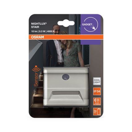 Osram - LED svjetiljka za stepenište s senzorom NIGHTLUX LED/0,25W/3xAAA IP54 bijela