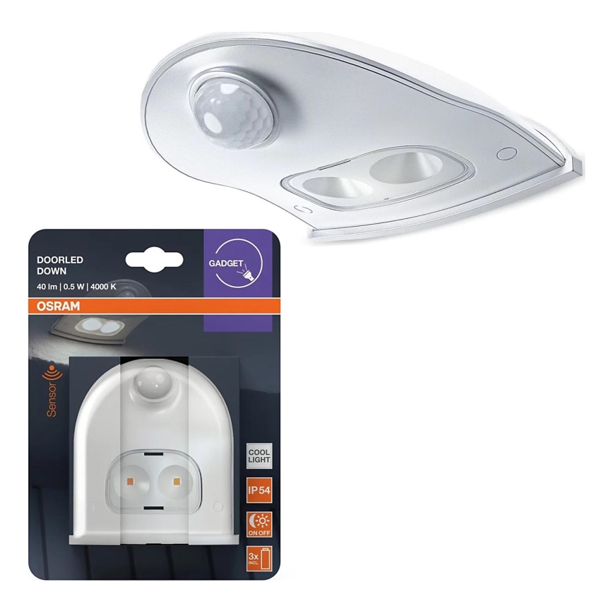 Osram - LED vanjska zidna svjetiljka s senzorom DOORLED LED/0,5W/3xAA IP54 bijela