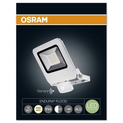 Osram - LED Vanjski reflektor sa senzorom ENDURA LED/50W/240V IP44  bijeli