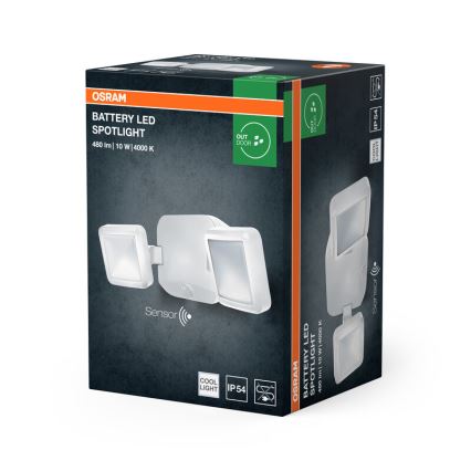 Osram - LED vanjski zidni reflektor s senzorom BATTERY 2xLED/5W/4xD IP54