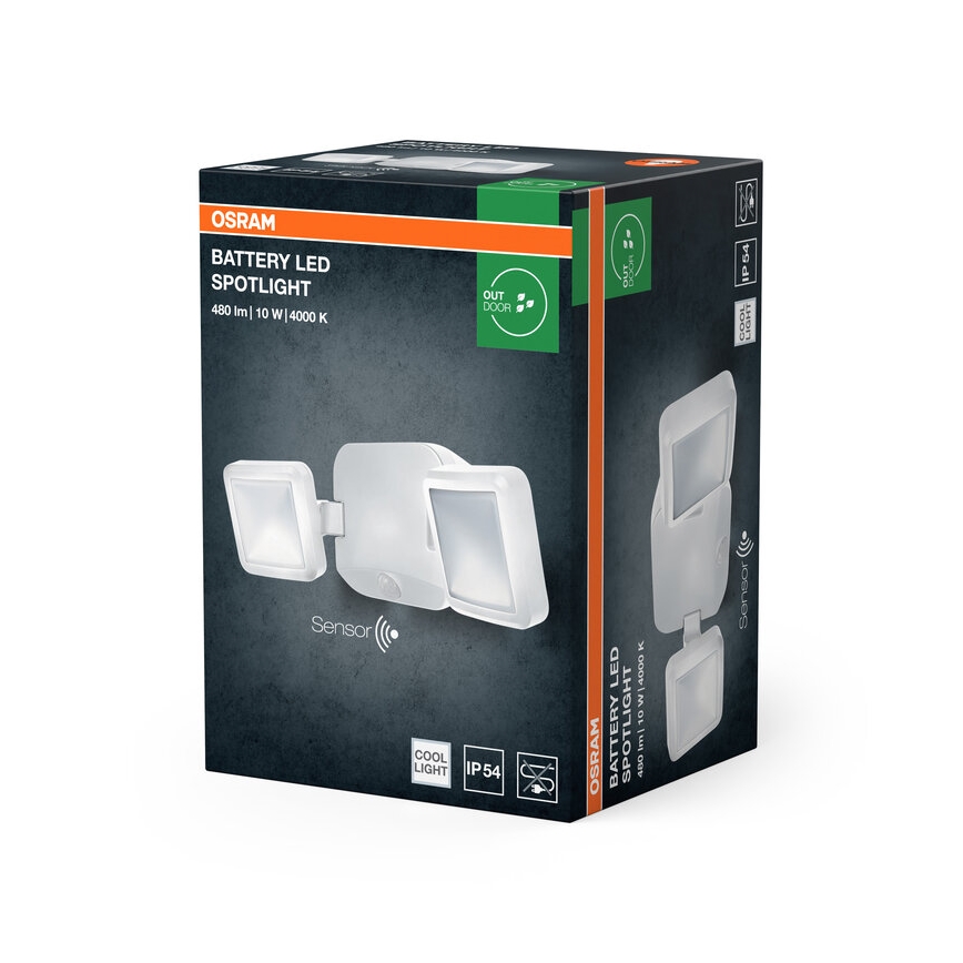 Osram - LED vanjski zidni reflektor s senzorom BATTERY 2xLED/5W/4xD IP54