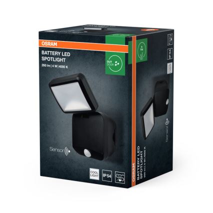Osram - LED vanjski zidni reflektor sa senzorom BATTERY LED/4W/4xD IP54