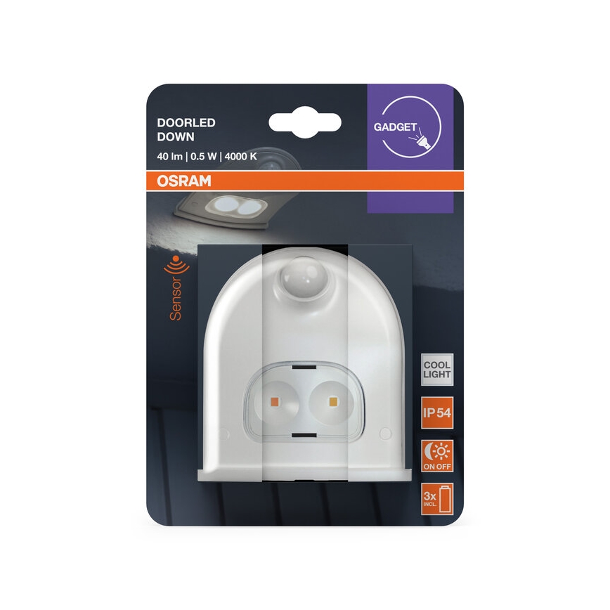 Osram - LED vanjska zidna svjetiljka s senzorom DOORLED LED/0,5W/3xAA IP54 bijela