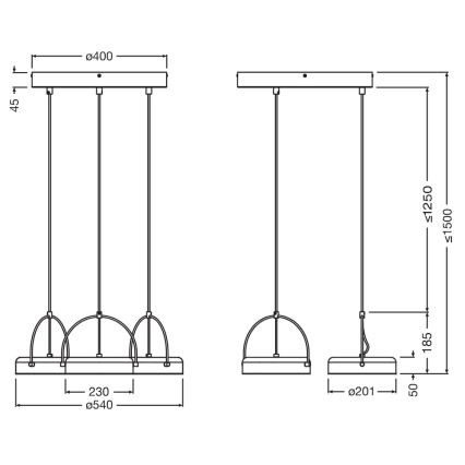 Osram - LED viseći luster na sajli DECOR PUCK 3xLED/12W/230V CRI 90 crni