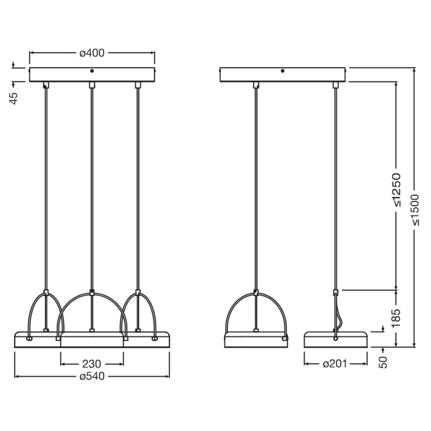 Osram - LED viseći luster na sajli DECOR PUCK 3xLED/12W/230V CRI 90 crni