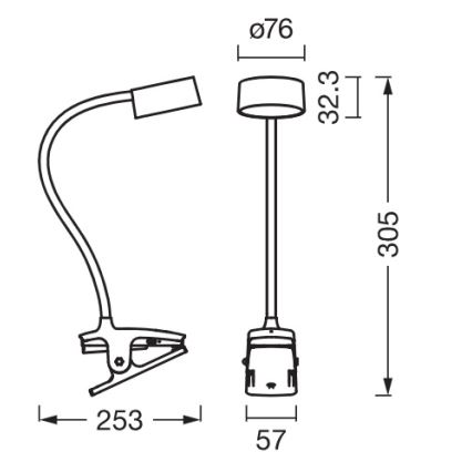 Osram - LED stolna svjetiljka s kopčom i mogućnošću prigušivanja OFFICE LINE LED/4,8W/230V 3000/4000/6500K crna