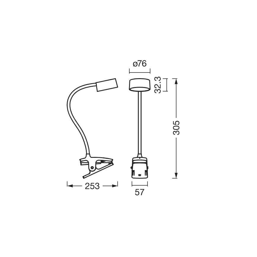 Osram - LED stolna svjetiljka s kopčom i mogućnošću prigušivanja OFFICE LINE LED/4,8W/230V 3000/4000/6500K crna