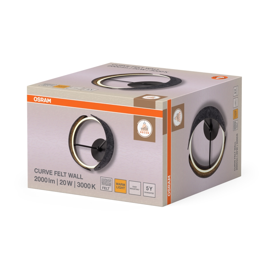 Osram - LED zidna svjetiljka DECOR CURVE LED/20W/230V siva