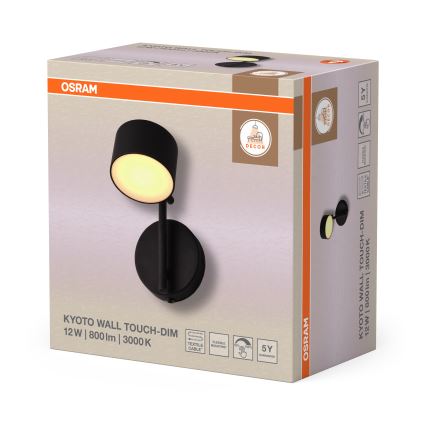 Osram - LED zidna svjetiljka s mogućnošću prigušivanja i dodirnim upravljanjem DECOR KYOTO LED/12W/230V CRI 90 crna