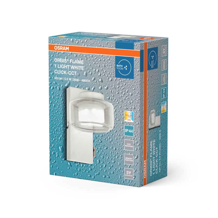 Osram - LED zidno svjetlo za kupaonicu ORBIS FLAME LED/5,5W/230V 3000/4000K IP44 bijela