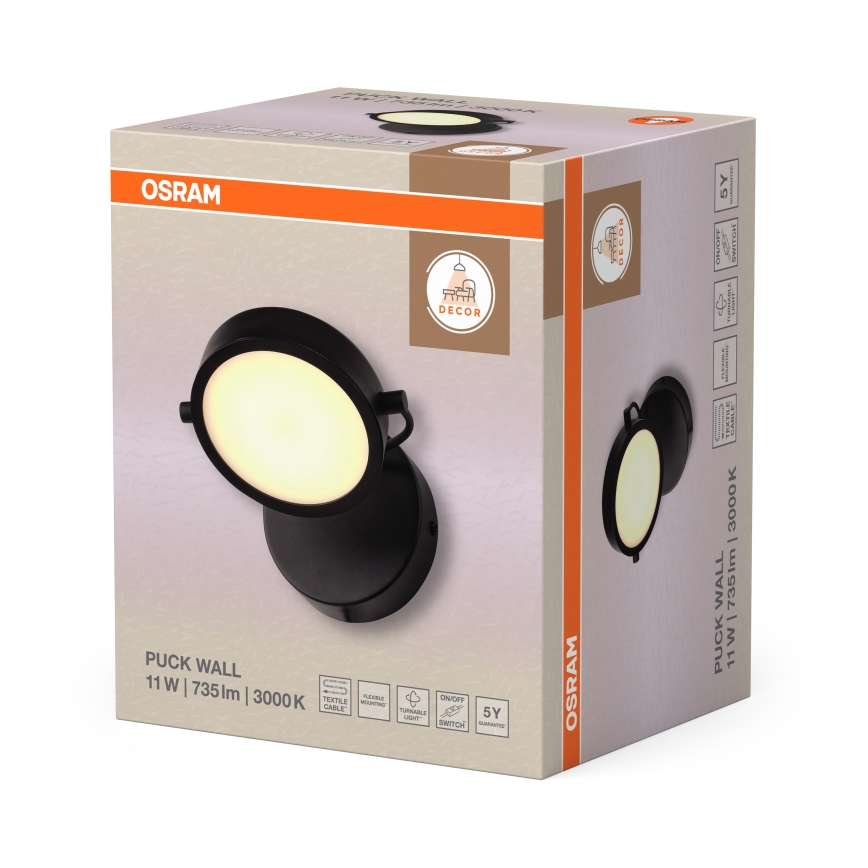 Osram - LED zidno svjetilo DECOR PUCK LED/11W/230V crne boje