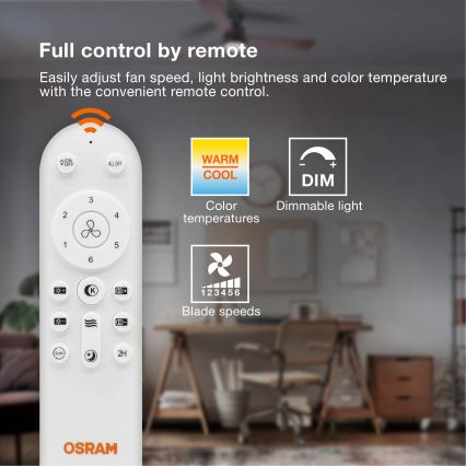Osram - LED prigušivo stropno svjetlo s ventilatorom LEVECHE LED/36W/230V 3000/4000/6500K + daljinski upravljač