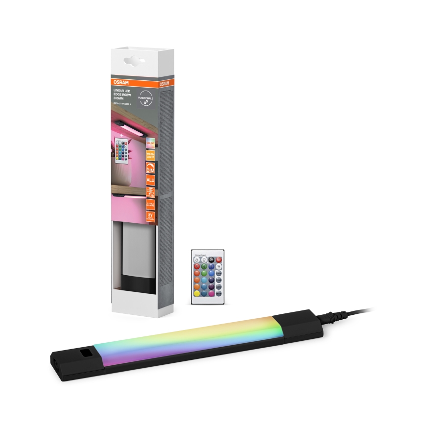 Osram - LED RGBW prigušivo svjetlo za ispod ormarića s senzorom pokreta LINEAR EDGE LED/4W/230V 30 cm crno + daljinski upravljač