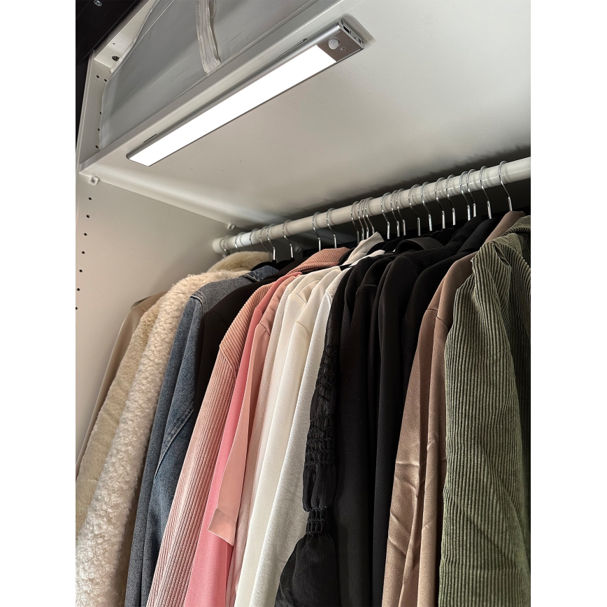 Osram - LED svjetlo za ugradnju ispod ormarića s senzorom pokreta i sumraka LINEAR LED/4W/3,7V 1500 mAh 3000/4000/6500K 60 cm siva