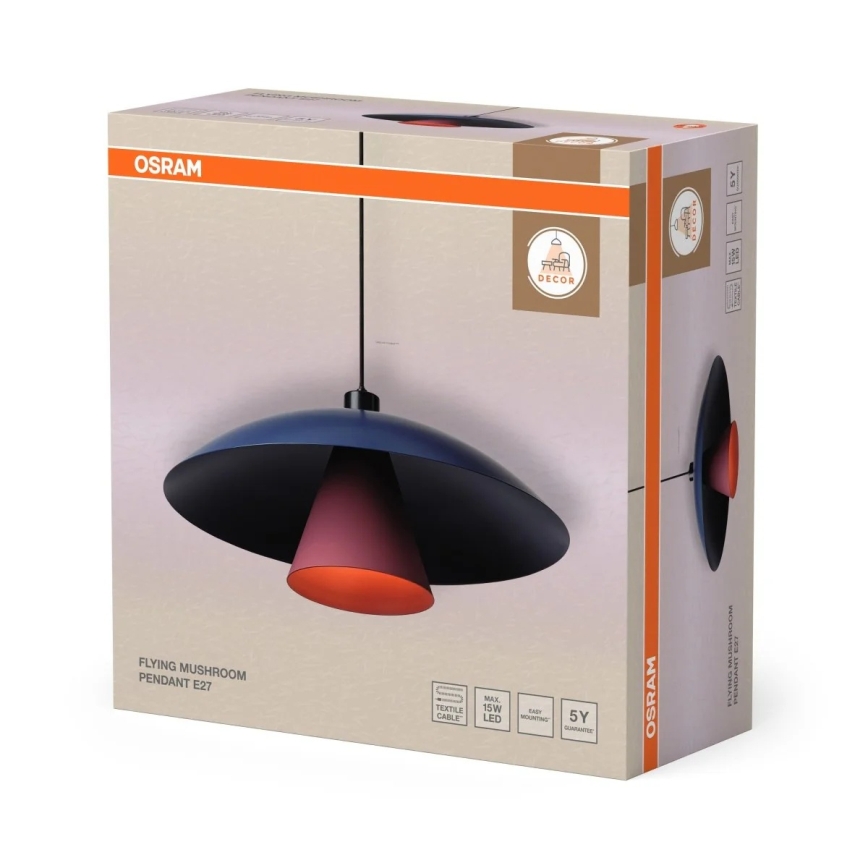 Osram - Luster na kabelu DECOR FLYING MUSHROOM 1xE27/25W/230V Ø 50 cm plava